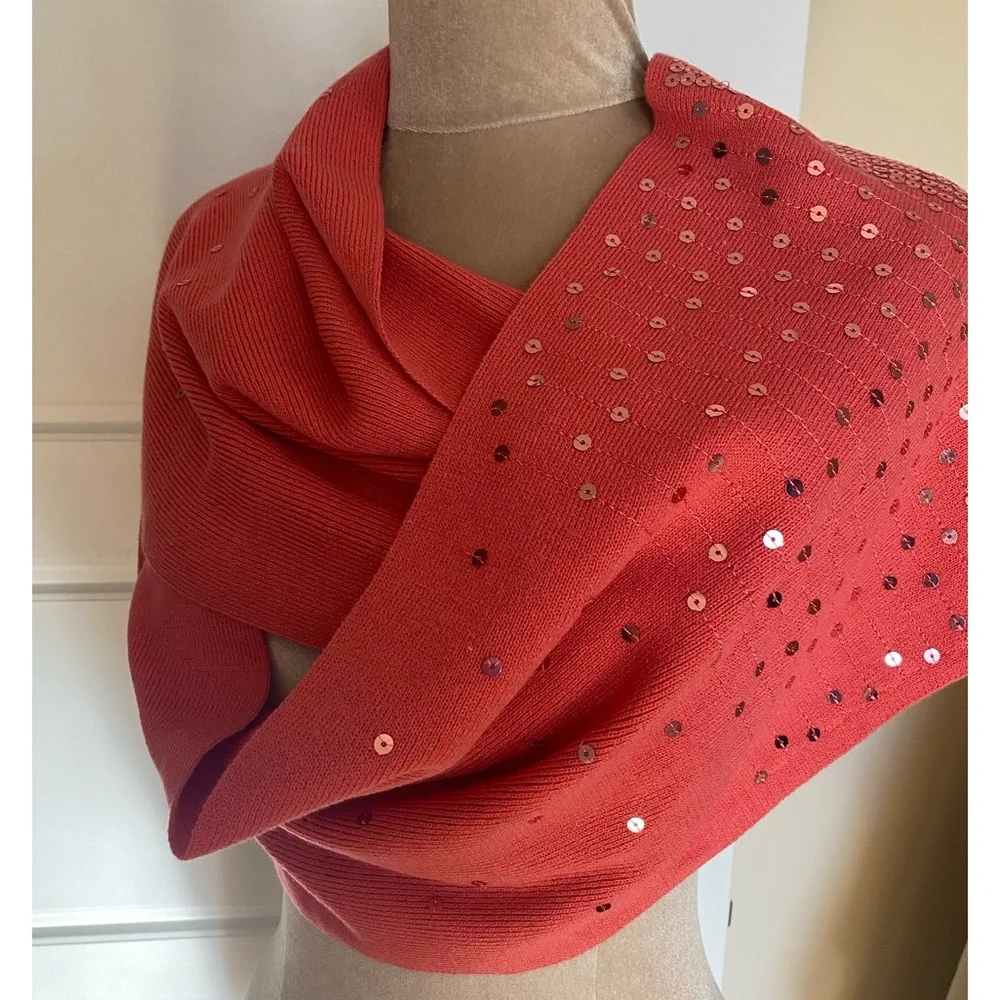 DG 2 by Diane Gilman Coral Knit Wrap with Sequins